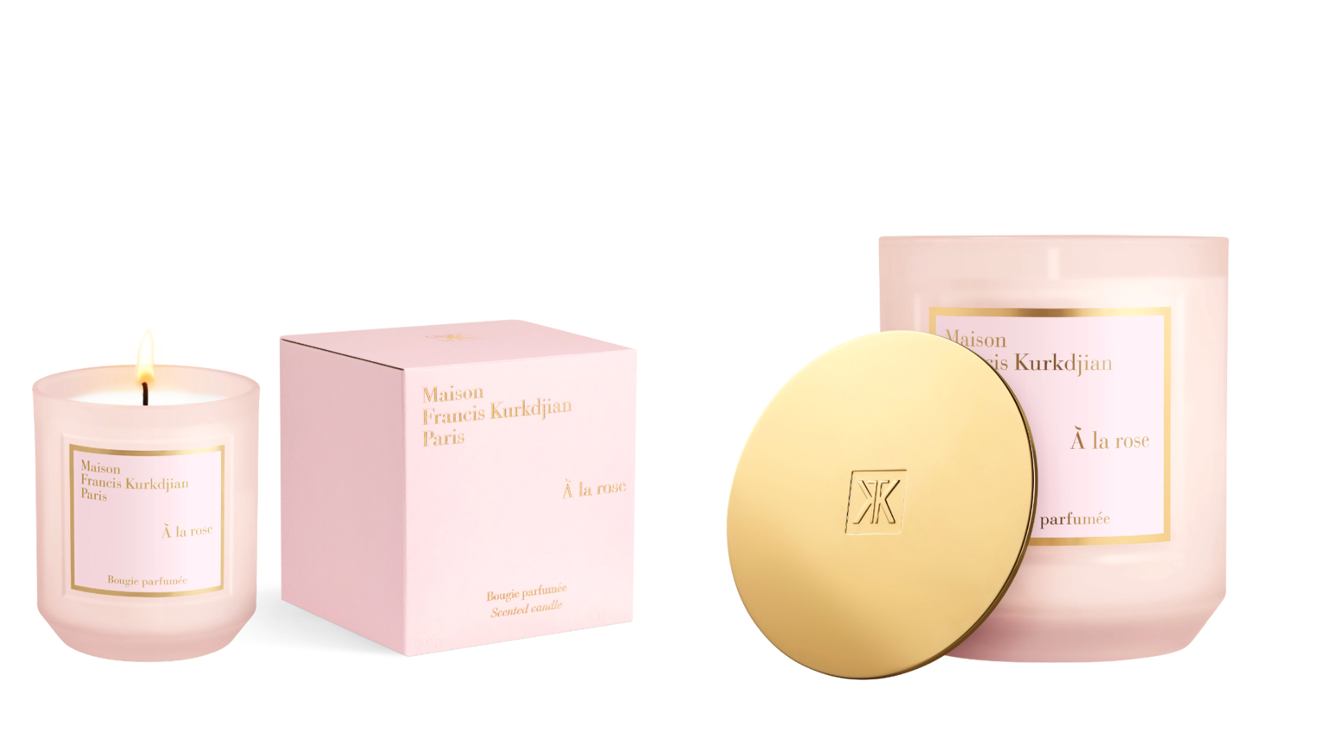 Maison Francis Kurkdjian &Agrave; la rose愛戀玫瑰香氛蠟燭300g／4,500元。圖片：品牌提供